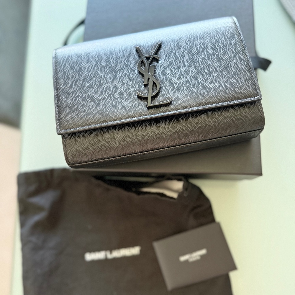 Authentic Saint Laurent Kate Monogram Shoulder Bag